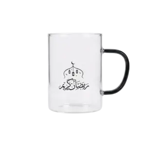 Ramadan Kareem 300ml Glass Mug with Black Handle