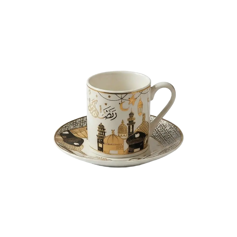 Ramadan Kareem 6pcs Ceramic Coffee Cup & Saucer Set