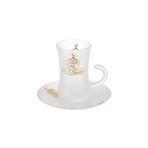 Ramadan Kareem 6pcs Glass Tea Cup & Saucer Set