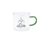 Ramadan Kareem Glass Coffee Cup with Green Handle