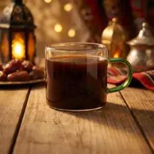 Ramadan Kareem Glass Coffee Cup with Green Handle1