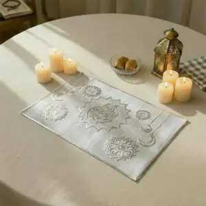 Ramadan Kareem Rectangular White & Gold Trivet1