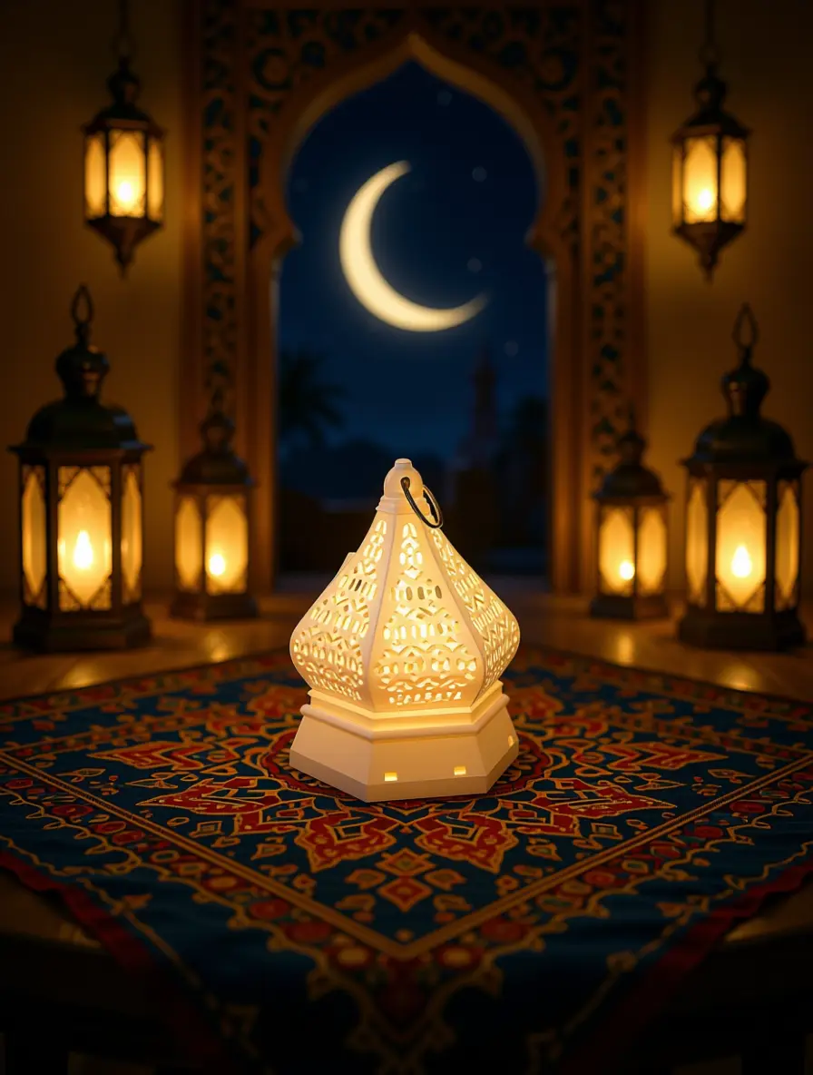 Ramadan Mini White Decorative Lantern with Light1