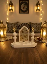 Ramadan Mosque Inspired Table Centerpiece With Crescent Light1