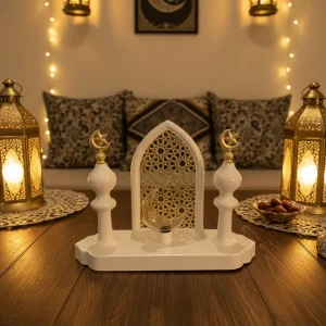 Ramadan Mosque Inspired Table Centerpiece With Crescent Light1