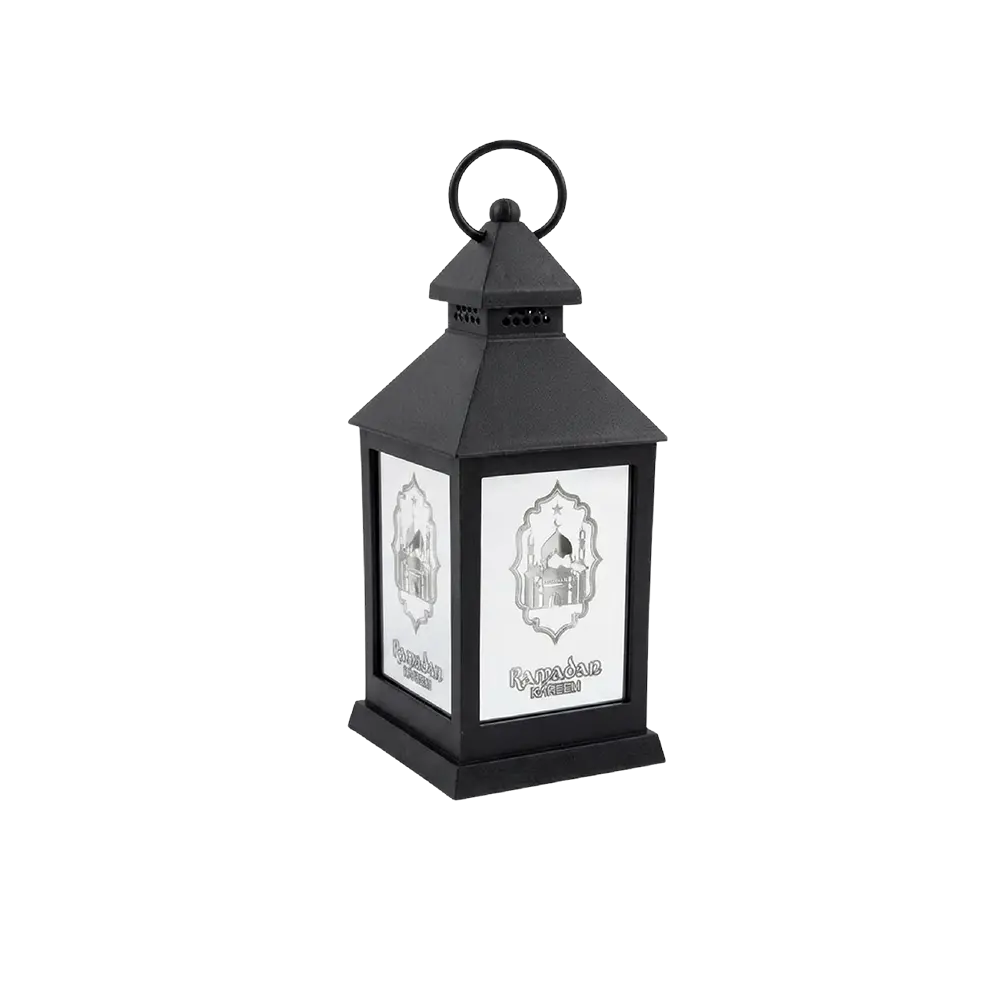 Ramadan Mubarak 24cm Black Decorative Lantern Light