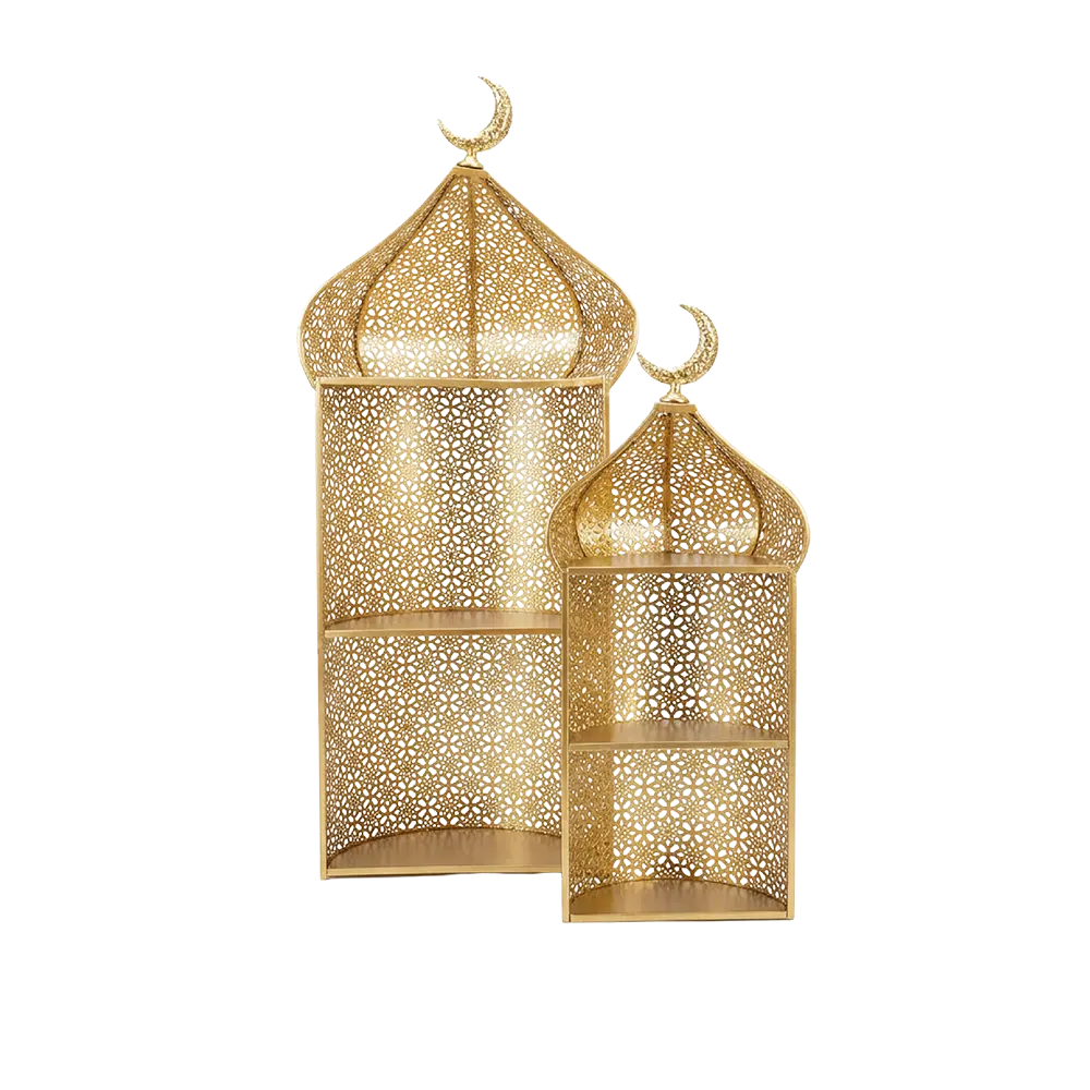 Ramadan-Set-of-2Pcs-Golden-Crescent-Display-Stand Ramadan Set of 2Pcs Golden Crescent Display Stand