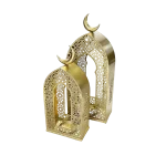 Ramadan Set of 2Pcs Golden Mosque Lantern Set