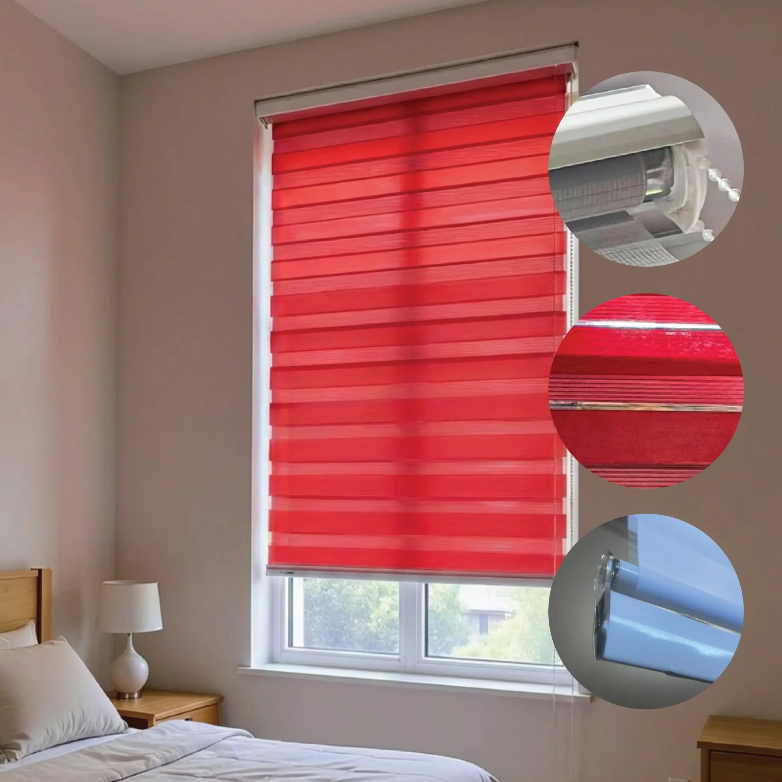 Red 100x220cm Roll Up Curtain2