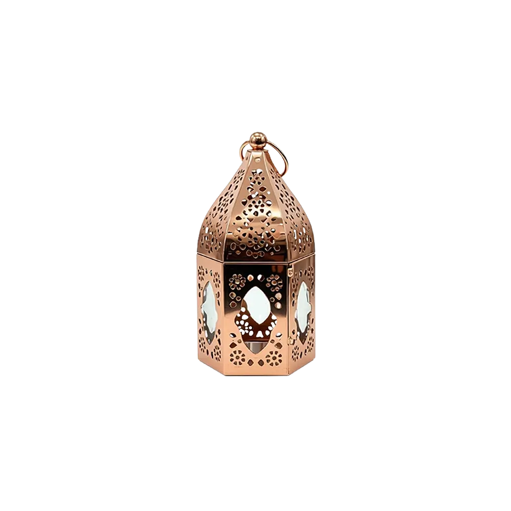 Rose Gold Moroccan Metal Lantern
