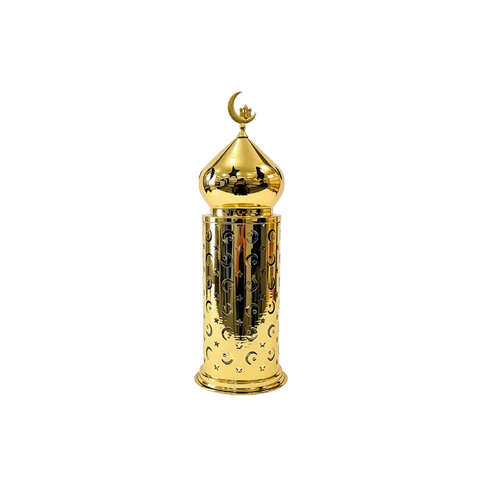 Royal Crescent Gold Decorative Lantern with Lamp Tall