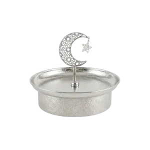 Silver Crescent Moon Decorative Serving Bowl