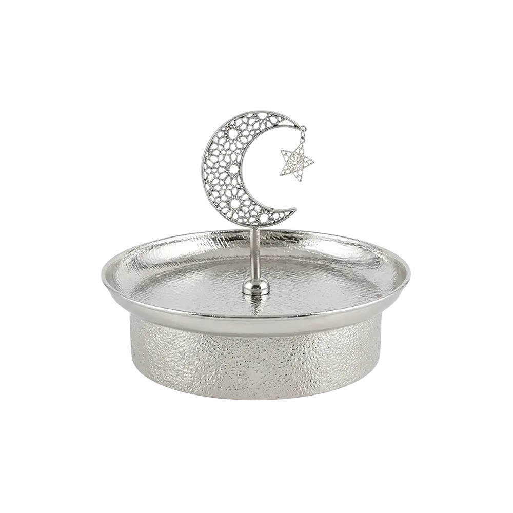 Silver-Crescent-Moon-Decorative-Serving-Bowl Silver Crescent Moon Decorative Serving Bowl