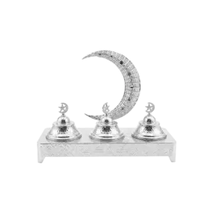 Silver Ramadan Crescent 3pcs Serving Bowl Set