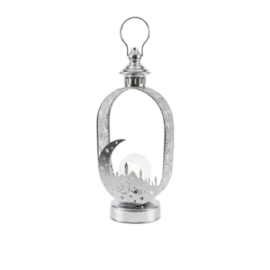 Silver Ramadan Crescent Lantern Table Décor