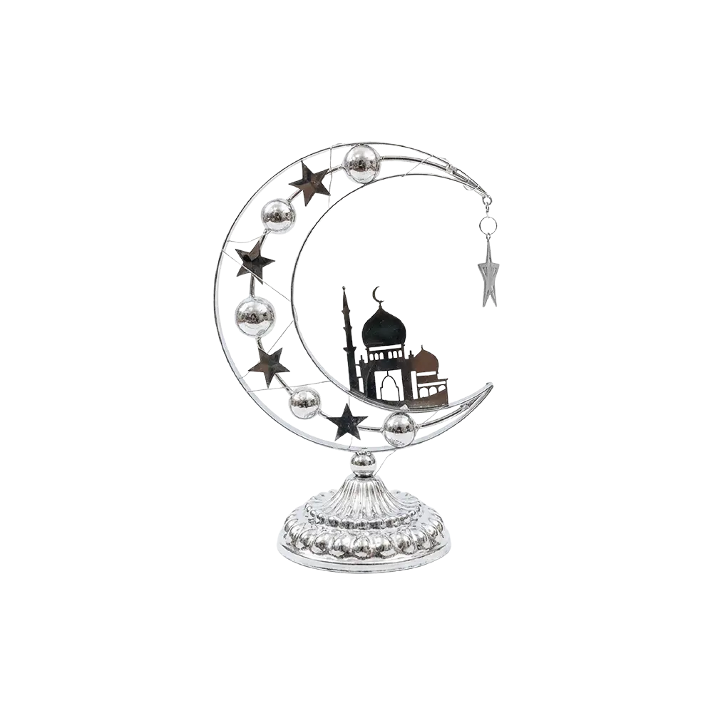 Silver Ramadan Crescent Mosque Table Showpiece