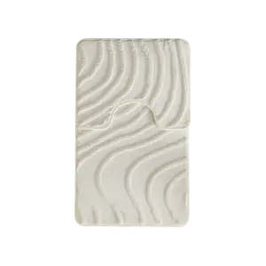 Wave Texture Contour Beige Toilet Bath Mat