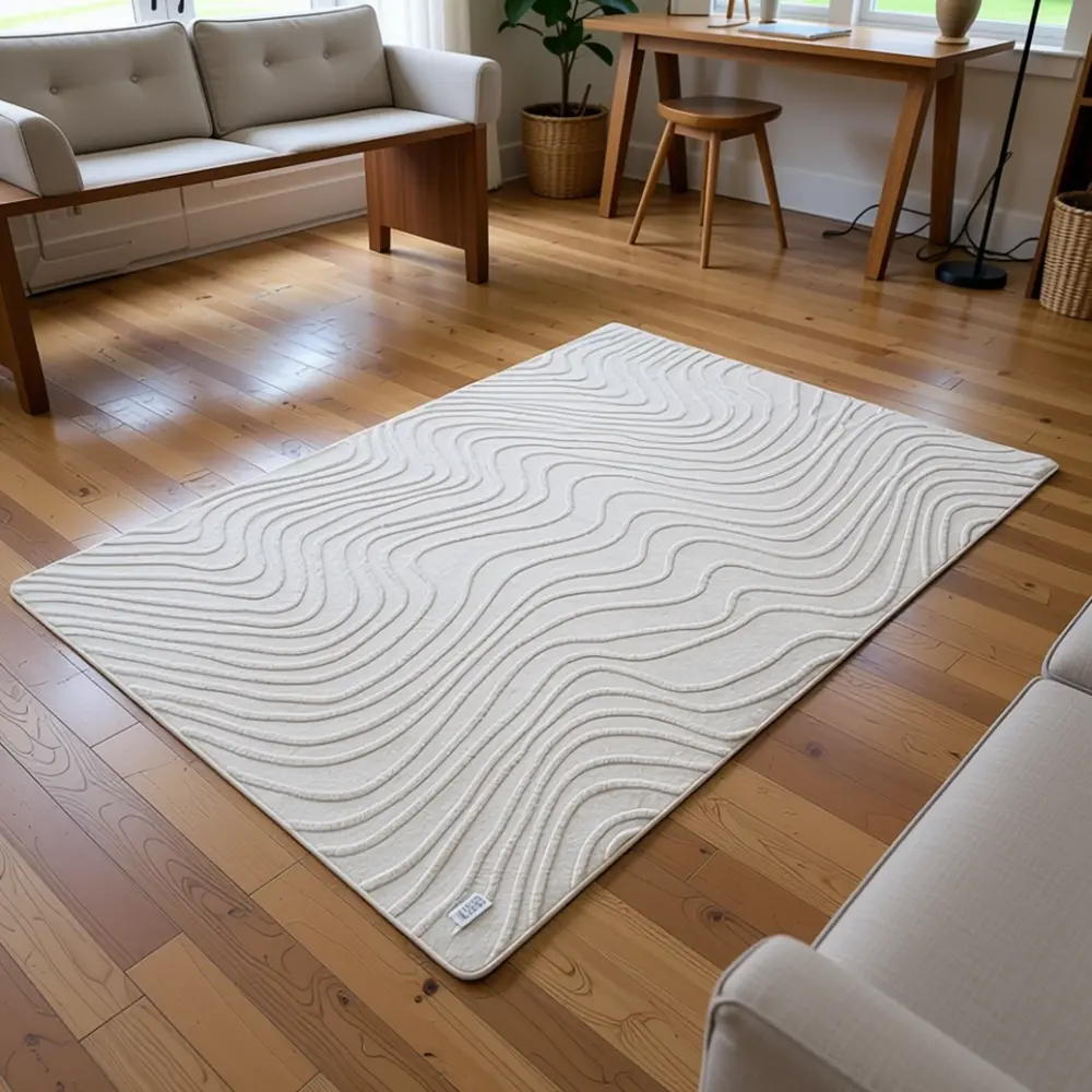 Wavy Pattern 160x230cm Beige Rug