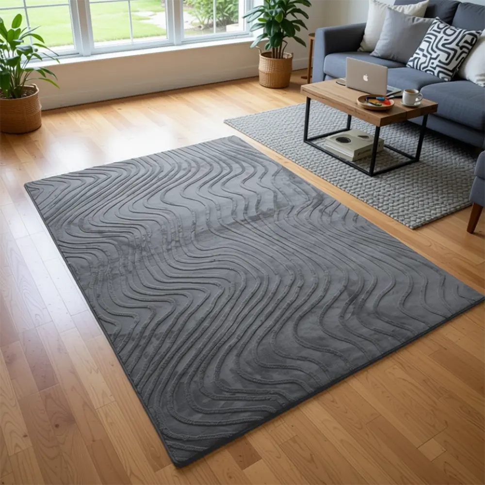 Wavy Pattern 160x230cm Grey Rug