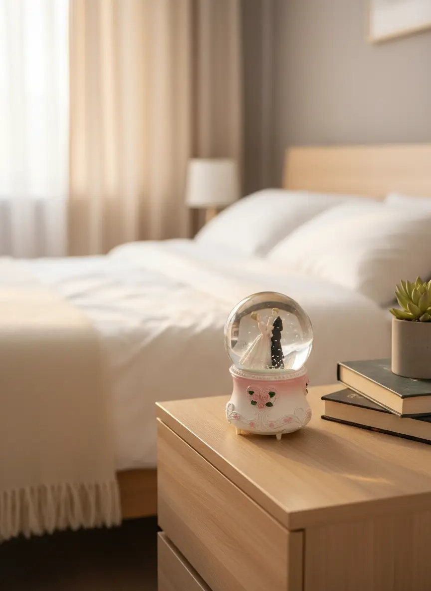 Wedding Couple Snow Globe Night Light1