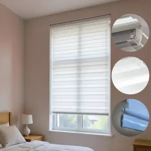 White 100x220cm Roll Up Curtain2