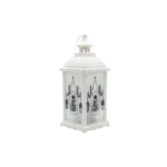 White 33cm Mosque Pattern Decorative Lantern With Lamp