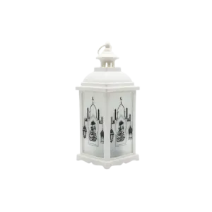 White 33cm Mosque Pattern Decorative Lantern With Lamp