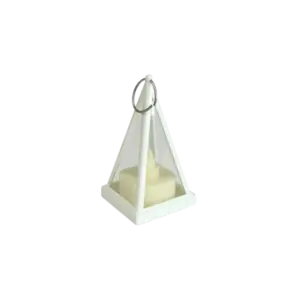 White Pyramid Decorative 8cm Lantern Light