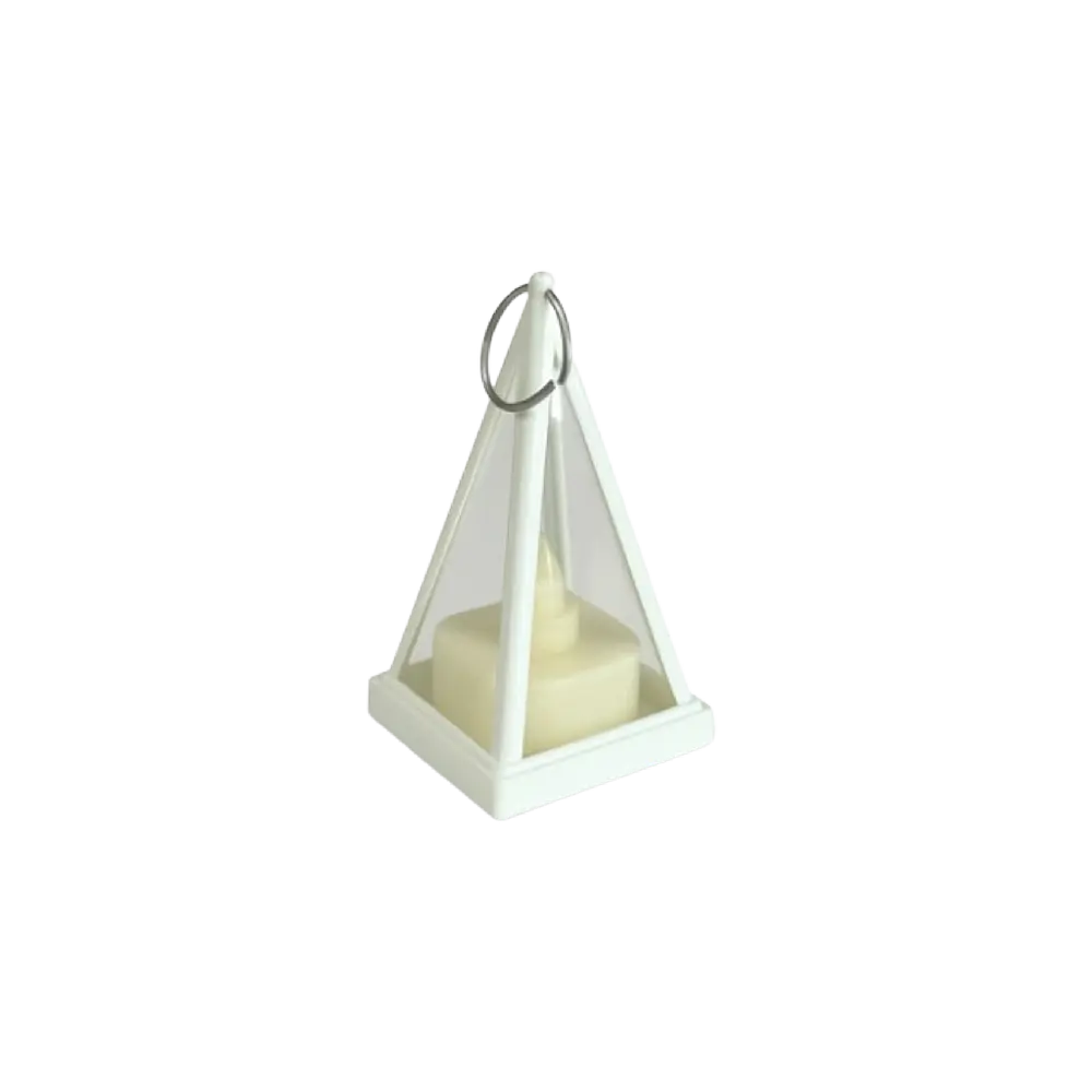 White Pyramid Decorative 8cm Lantern Light