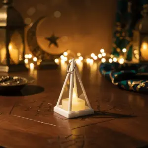 White Pyramid Decorative 8cm Lantern Light1