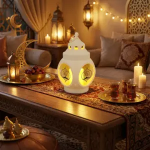 White Round Ramadan Lantern with Arabic Calligraphy1