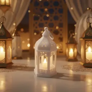 White Small Ramadan Fanous Candle Lantern1