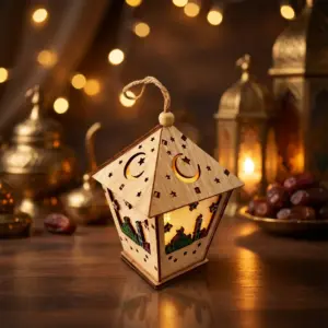 Wooden 20cm Moonlight Decorative Lantern1