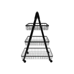 3 Tier Metal Storage Stand with Wooden Handle & Wheels 50x80 cm for Bathroom1