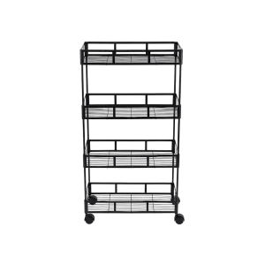 4 Tier Metal Storage Stand with Wheels 40x91 cm Multi Purpose Organizer for Living Room & Home