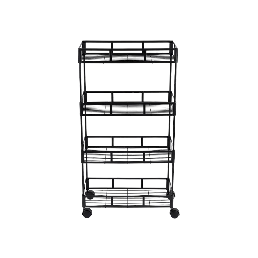 4 Tier Metal Storage Stand with Wheels 40x91 cm Multi Purpose Organizer for Living Room & Home