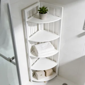 5 Tier Wooden Corner Storage Stand 43x130 cm Space Saving Organizer for Bathroom & Home1