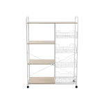 9 Tier Wood & Metal Storage Stand with Wheels 90x130 cm for Kitchen & Home Organization1