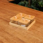 Bamboo Serving Tray with 4 Glass Jars2