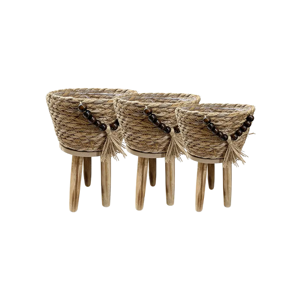 Boho-Straw-Planter-Stand-with-Beaded-Detail-Sizes(S,M,L) Boho Straw Planter Stand with Beaded Detail Sizes(S,M,L)