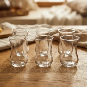 Classic Clear Minimal Design Glass 6pcs Tea Cups Set1