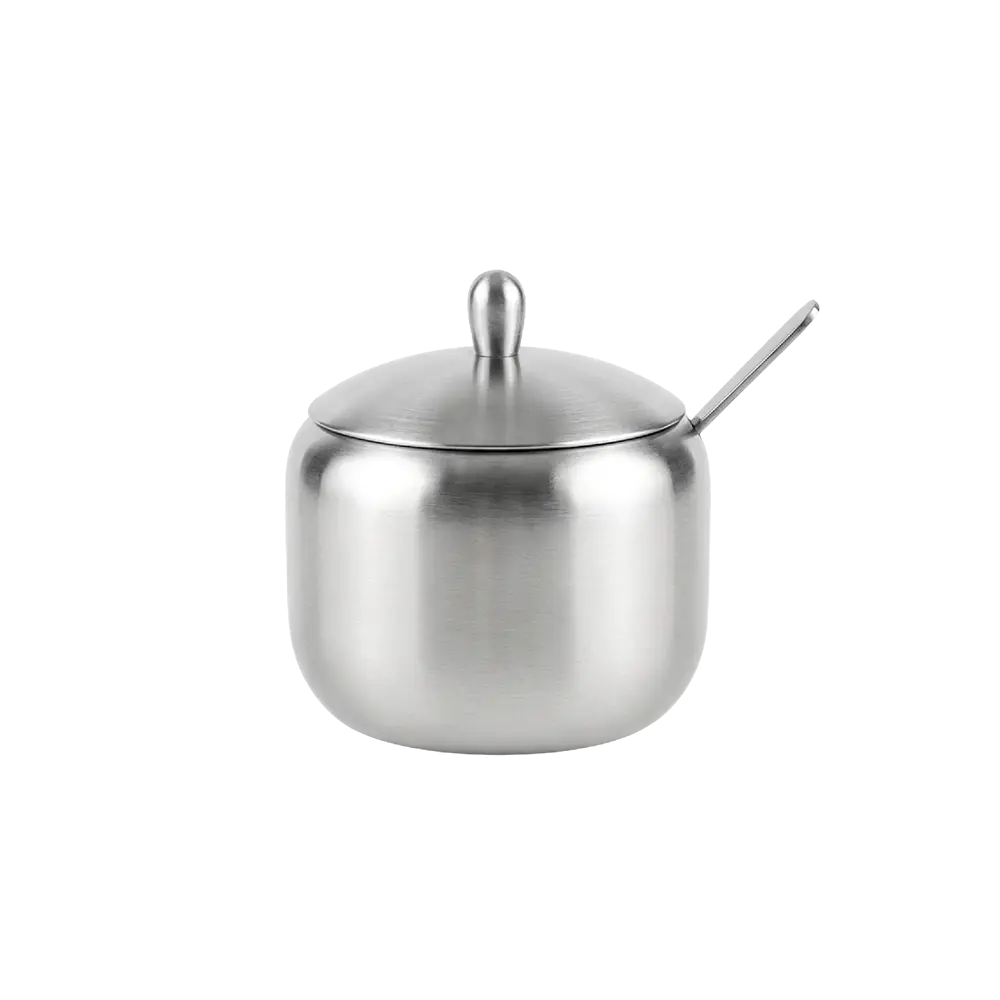 Compact Stainless Steel Sugar Bowl 200ml with Spoon