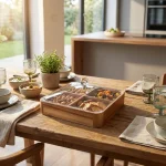 Dark Wooden Organizer with Plexi Lid 4 Compartments1