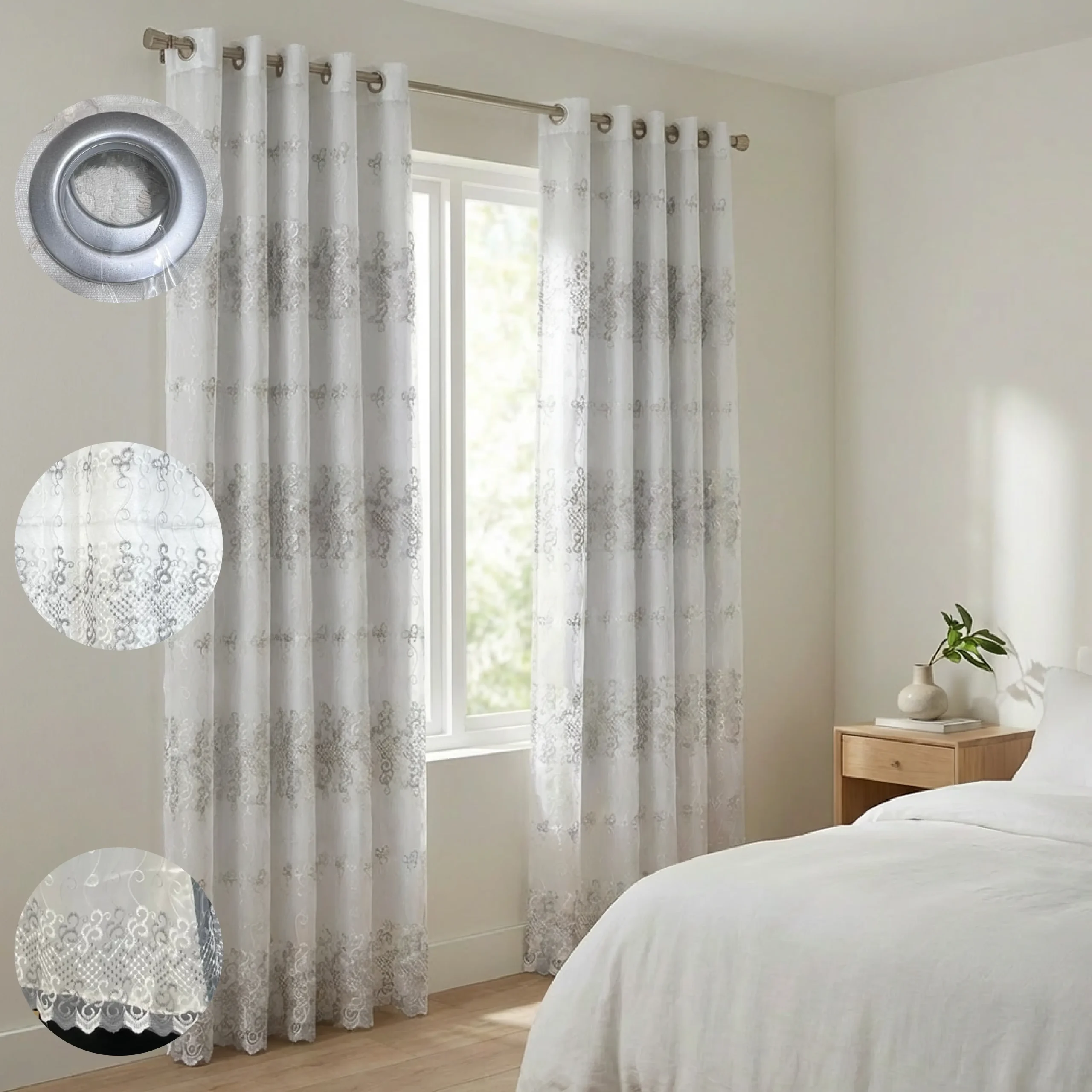 Design 1 140x240cm Quilted Voile Curtain1