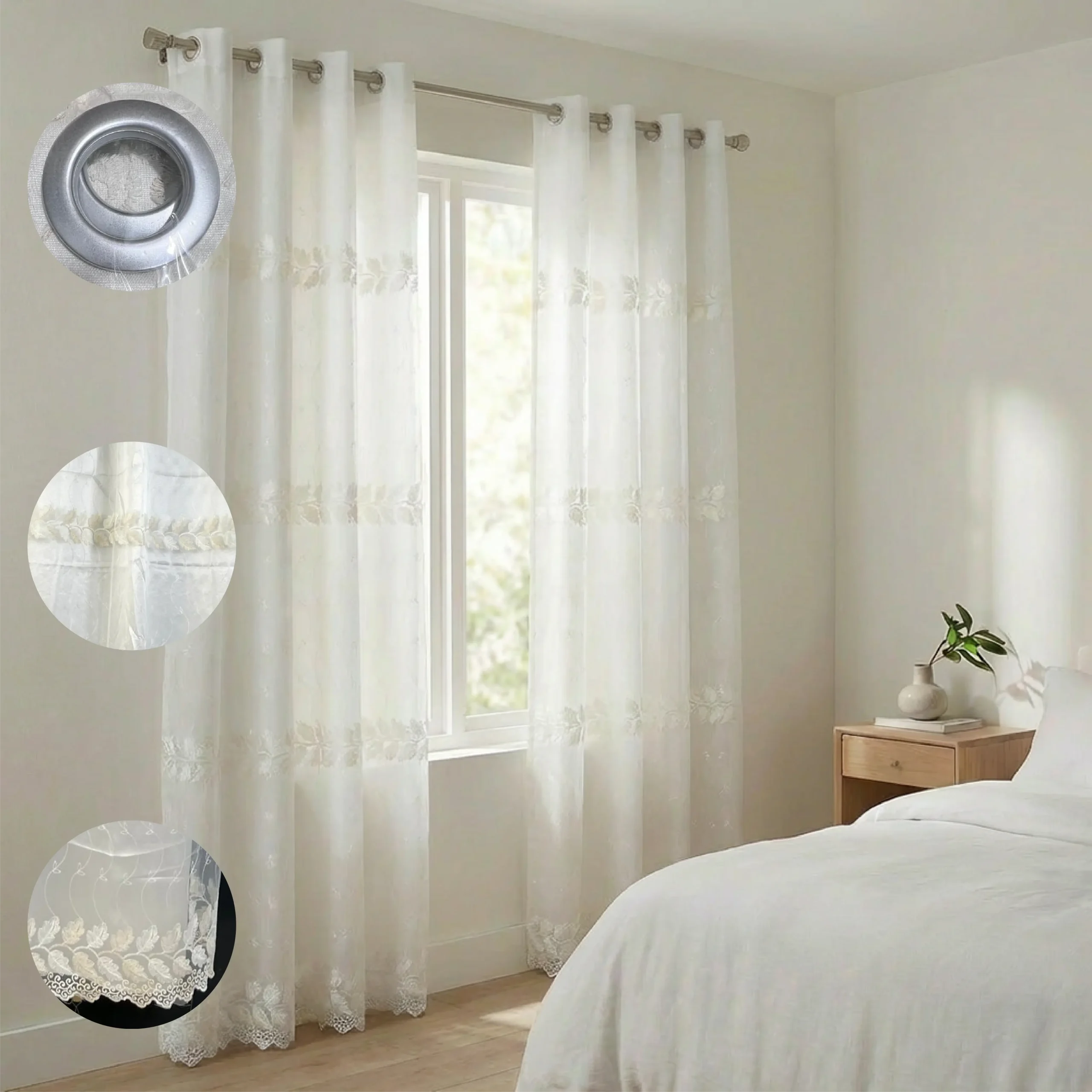 140x240cm 1pcs Quilted Voile Curtain2 3