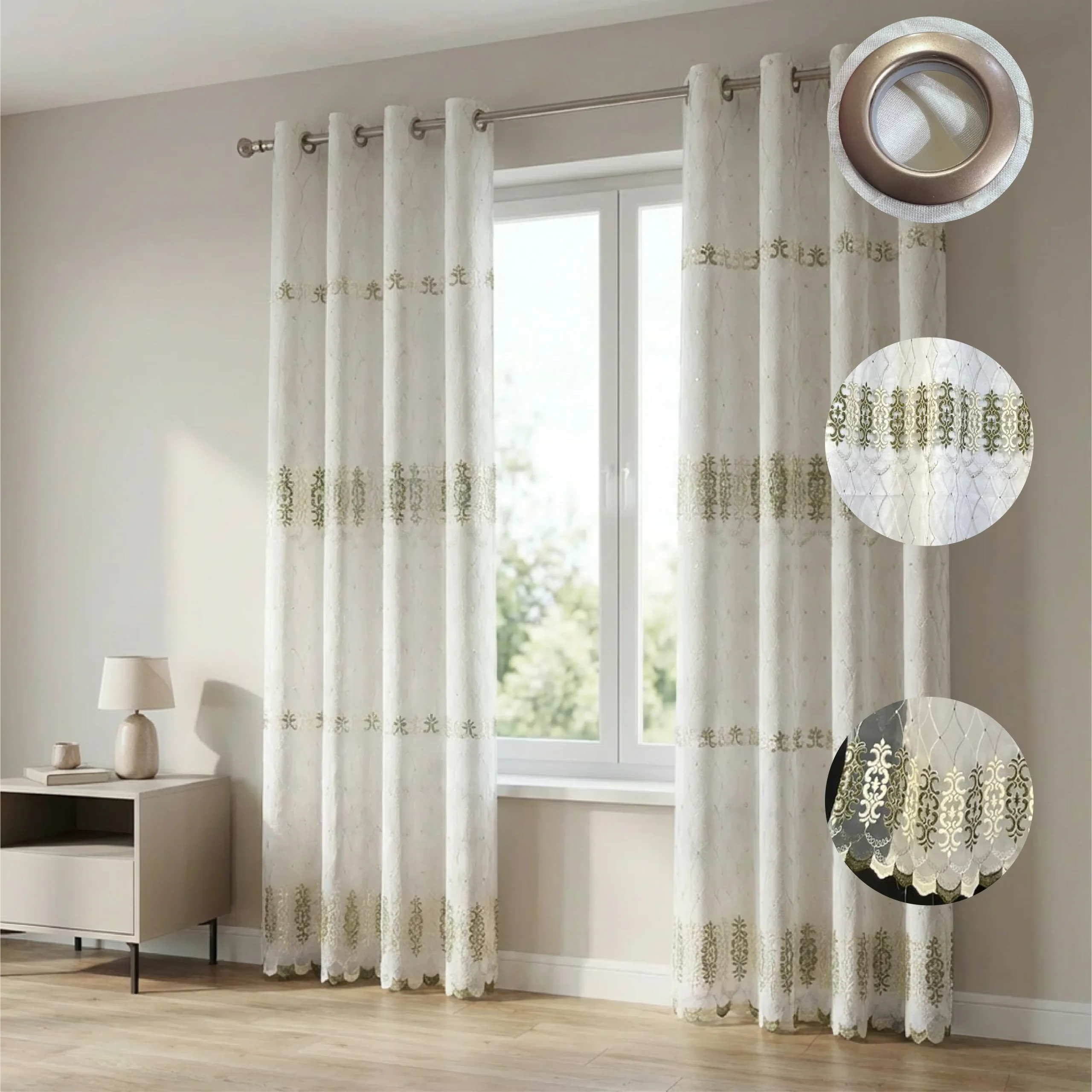 Design 3 140x240cm Quilted Voile Curtain1