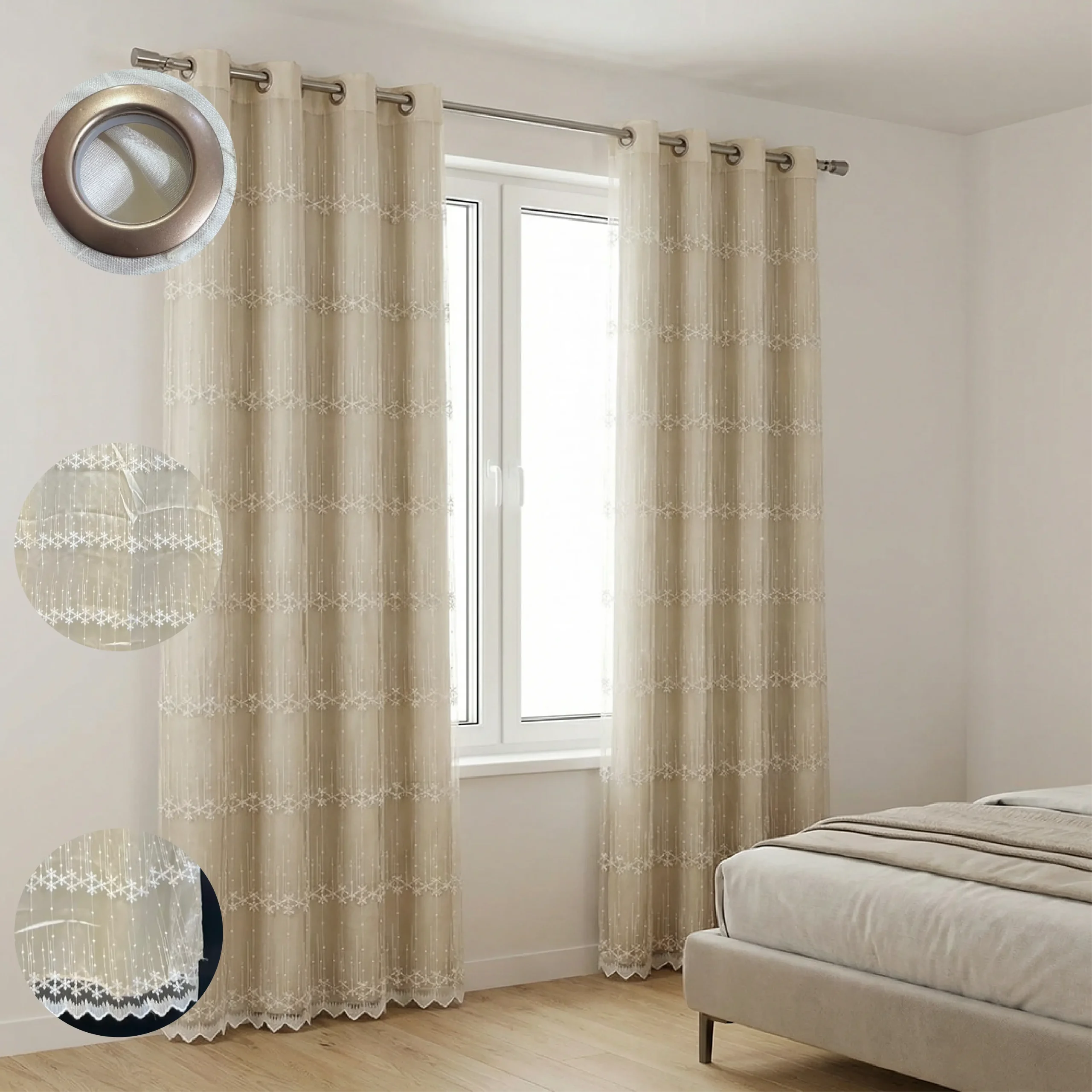 Design 7 140x240cm Quilted Voile Curtain1