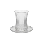 Diamonds Glass Ribbed Design 6pcs Tea Cups & Saucer Set