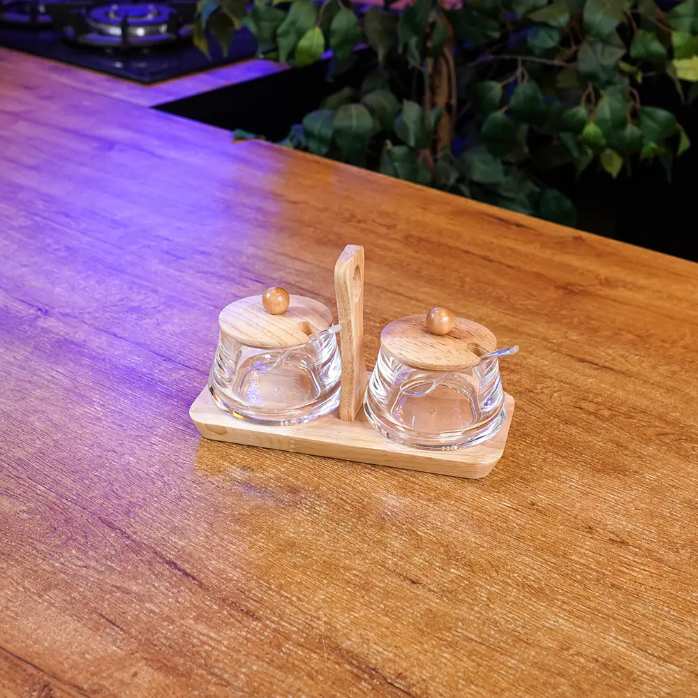 Double-Glass-Sugar-Bowl-300ml-Set-with-Wooden-Stand-&-Lids1 Double Glass Sugar Bowl 300ml Set with Wooden Stand & Lids1