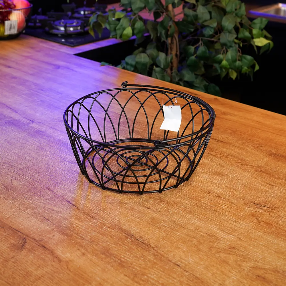 Elegant-Black-28.5cm-Metal-Wire-Fruit-Basket1 Elegant Black 28.5cm Metal Wire Fruit Basket1